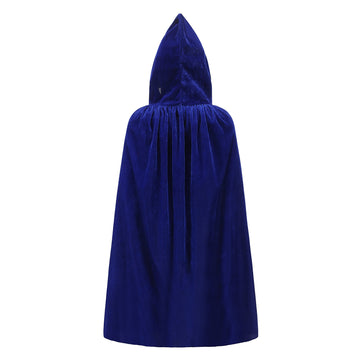 Knelor Kids Hooded Velvet Cloak Robe Halloween Cosutme Cape Fancy Cosplay Costumes 3 To 16 Years (S/Age 3-4, Blue)