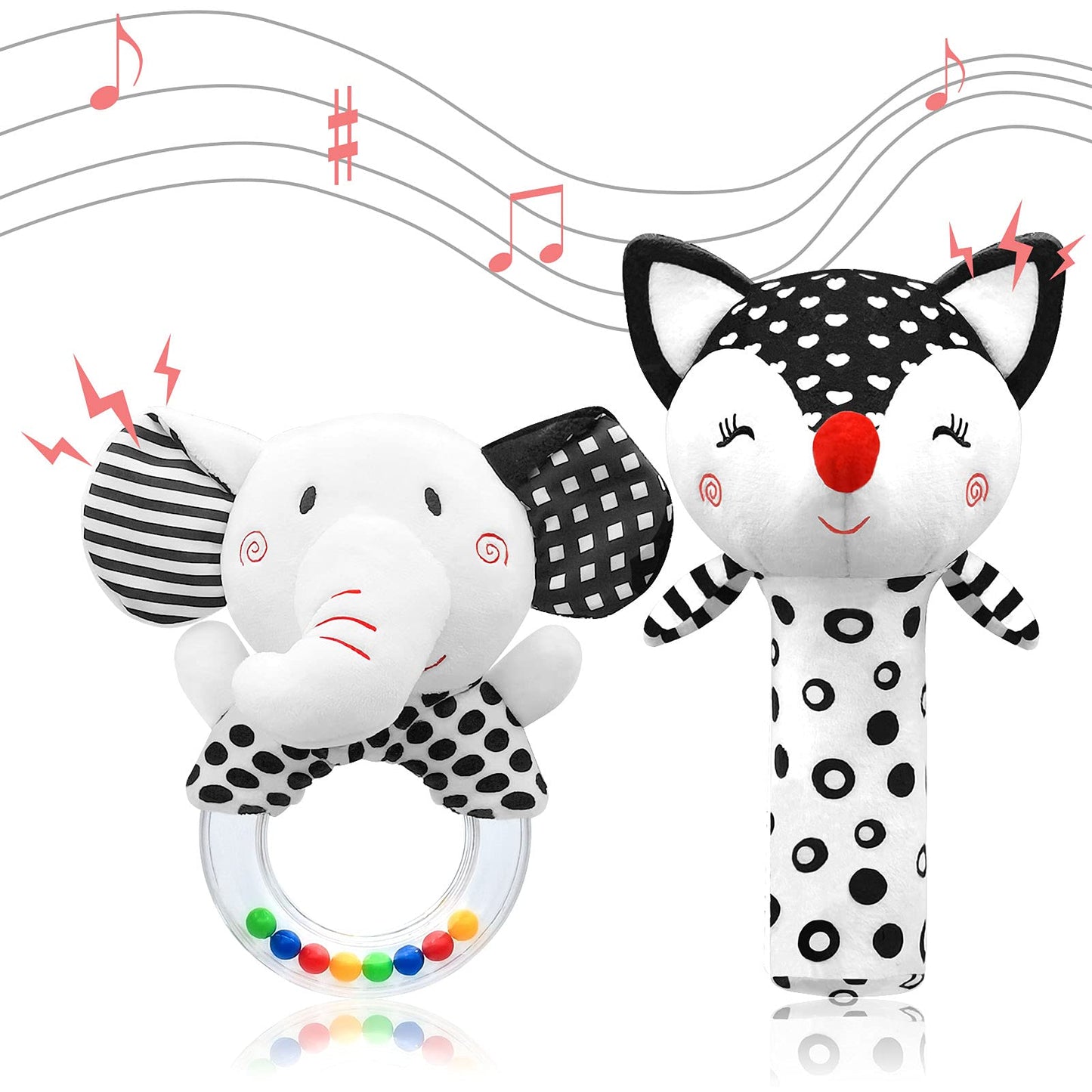 Baby Rattles 0-6 Months Newborn Toys Infant Toys 0-6 Months Rattles for Babies 0-6 Months Baby Toys 0-6 Months, Black and White 