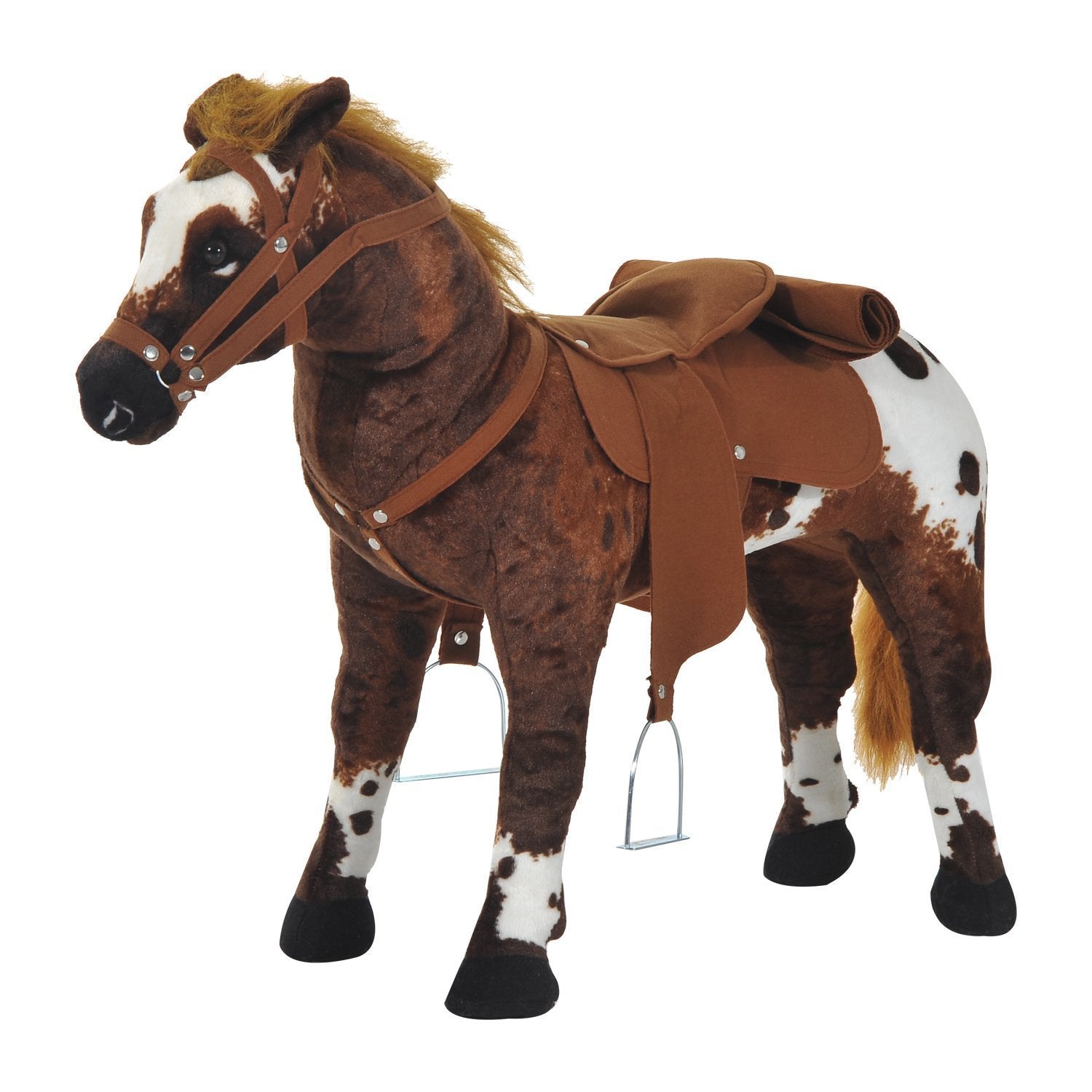 Qaba Sound-Making Ride On Horse for Toddlers 3-5, with Neighing and Galloping Sound, Stuffed Animal Horse Toy for Kids with Padd