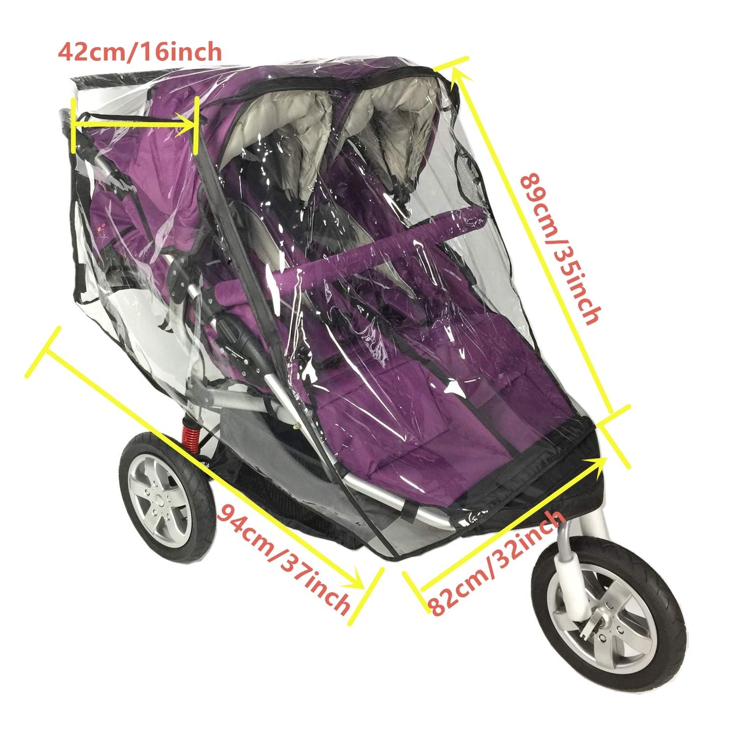 Rain Cover For Double Stroller,Universal Size Weather Shield For Side By Side Double Baby Stroller.