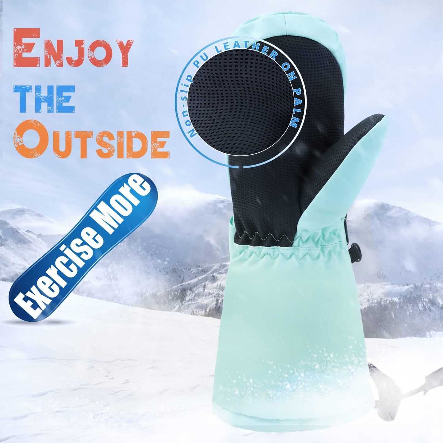 Winter Kids Waterproof Gloves For Boys Girls Snow Ski Toddler Baby Mittens Outdoor For Infant Teens 1-5T