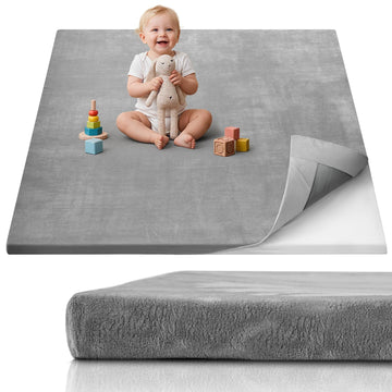 Blissful Diary 1.3 Thick Baby Play Mat, 50x50 Playpen Mat with Removable & Washable Cover, Ultra Soft Crawling Rug for Floor, Fo