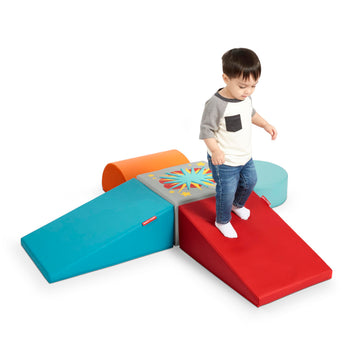 Radio Flyer Tumble Town Interactive Learning Blocks with Sounds, Kids Indoor Climber & Play Structure, Big Foam Climbing Blocks 