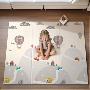 UANLAUO Baby Play Mat, 59 X 59 Extra Large Foldable Baby Mats for Playtime and Tummy Time, Thick Foam Playmat Toddler Play Mat, 