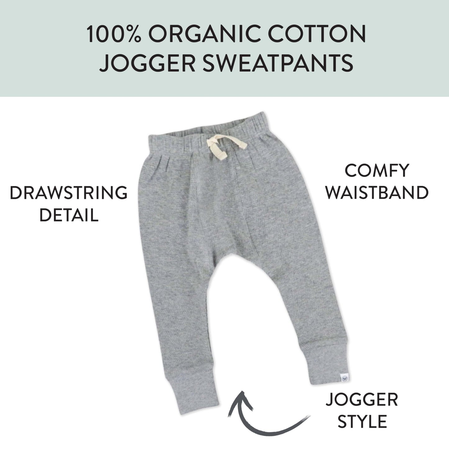 Honestbaby 2 Multipack Honest Pants Joggers Pull On 100% Organic Cotton For Infant Baby And Toddler, Boys, Girls, Unisex, Gray H