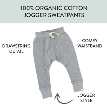 Honestbaby 2 Multipack Honest Pants Joggers Pull On 100% Organic Cotton For Infant Baby And Toddler, Boys, Girls, Unisex, Gray H