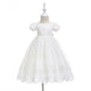 Glamulice White Baby Girls Newborn Satin Christening Baptism Floral Embroidered Dress Gown Outfit 20-26 Infant Lace Formal Party