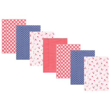 Hudson Baby Unisex Baby Flannel Burp Cloth 7Pk, Cherry Sweet, One Size