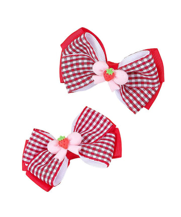 Strawberry Snap Clips Baby Girls Fruit Hair Bow Clips Strawberry Hair Ring Tie BBW24 (Set-Q)