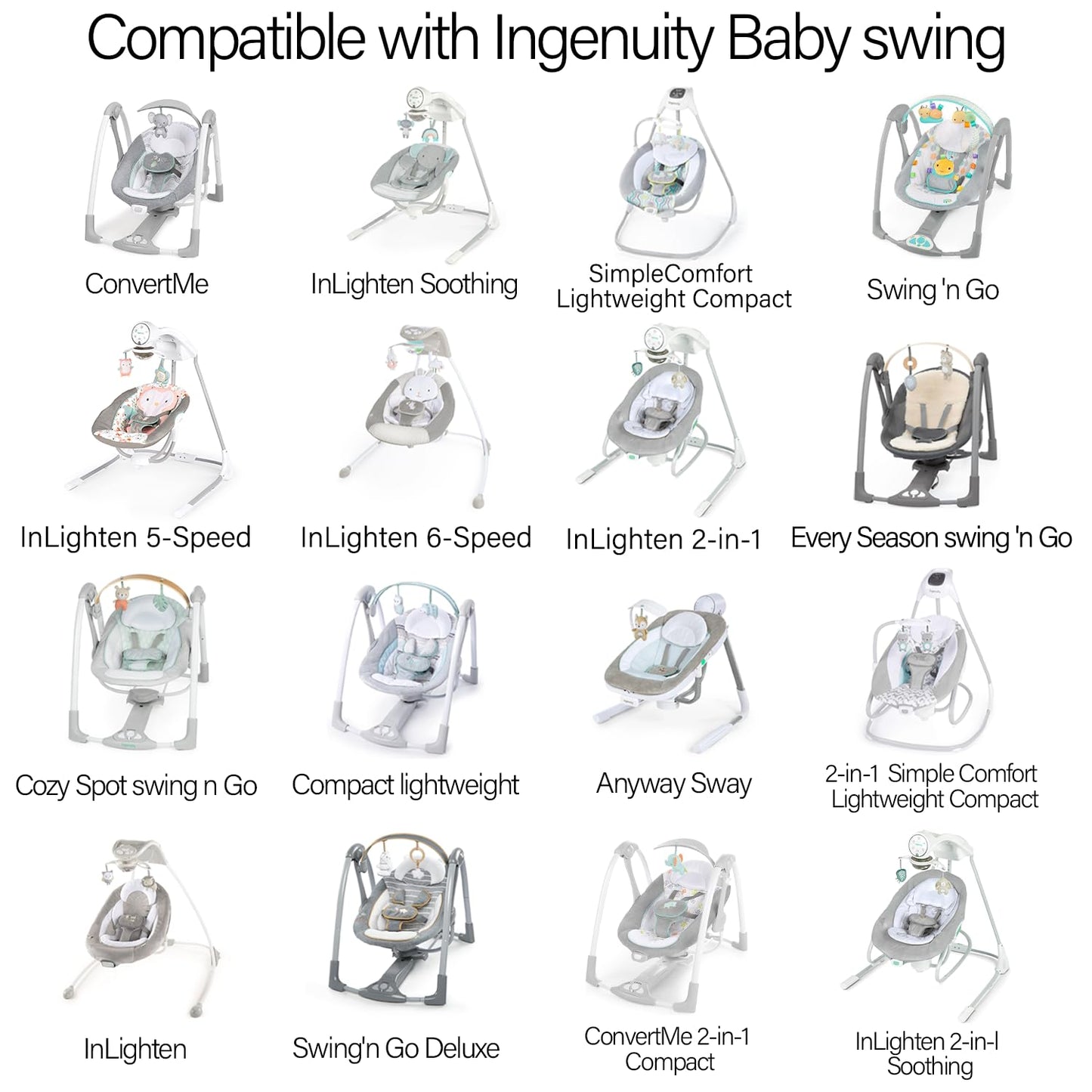 Power Cord For Ingenuity Inlighten, Simple Comfort, Swing'N Go Baby Swing Charger, 2-In-1 Swing Charging Cable With Usb A & Dc P