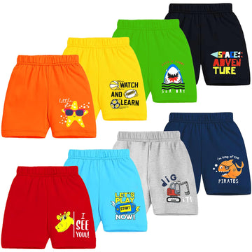 Kuchipoo Boys Regular Fit Cotton Shorts (KucSht139, Multicolor, 1824 Months)  Pack Of 8
