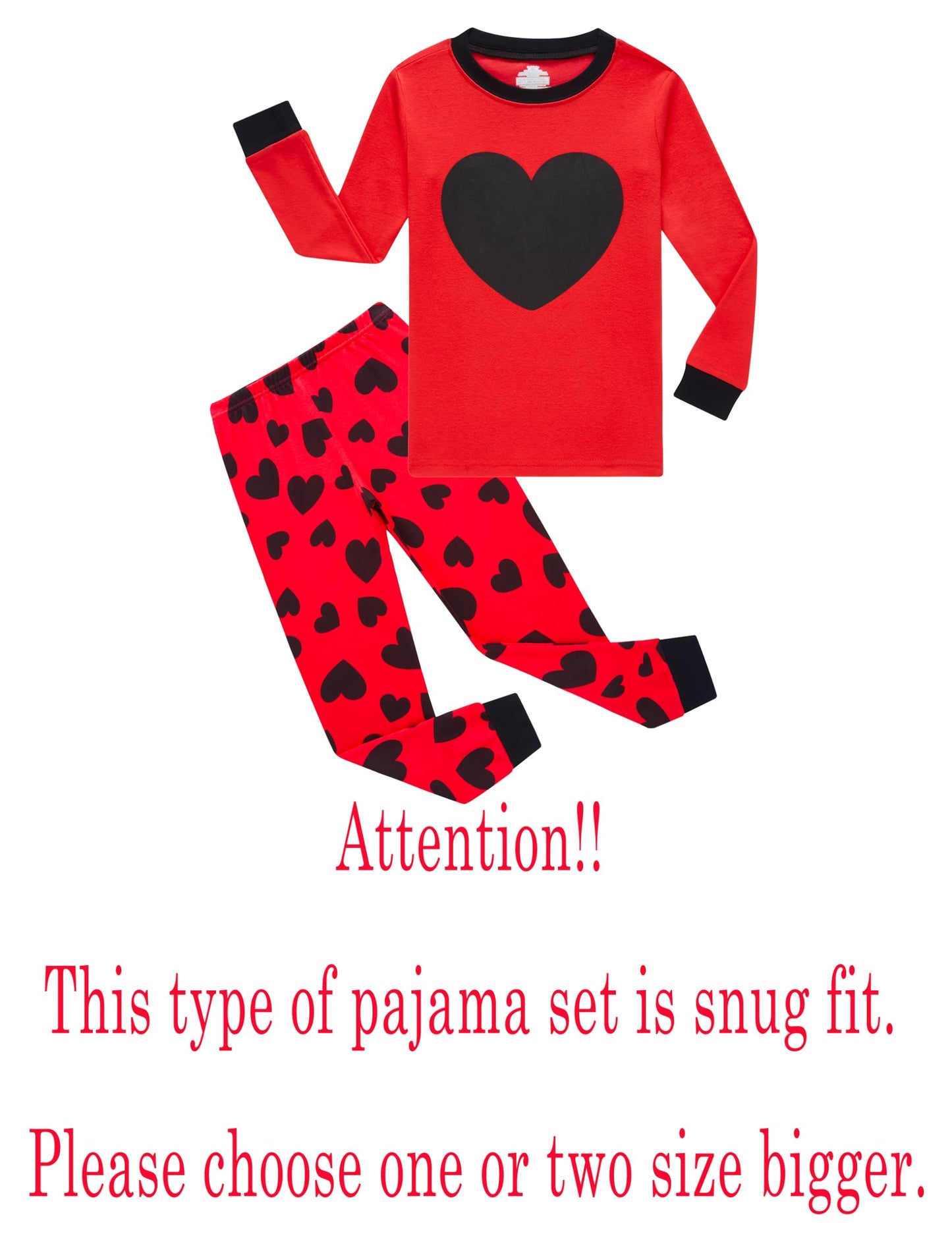 Family Feeling Baby Girls Pajamas Long Sleeve Heart Cotton Pyjamas Valentines Day Boys Toddler Kid Pjs Size 18-24 Monthes