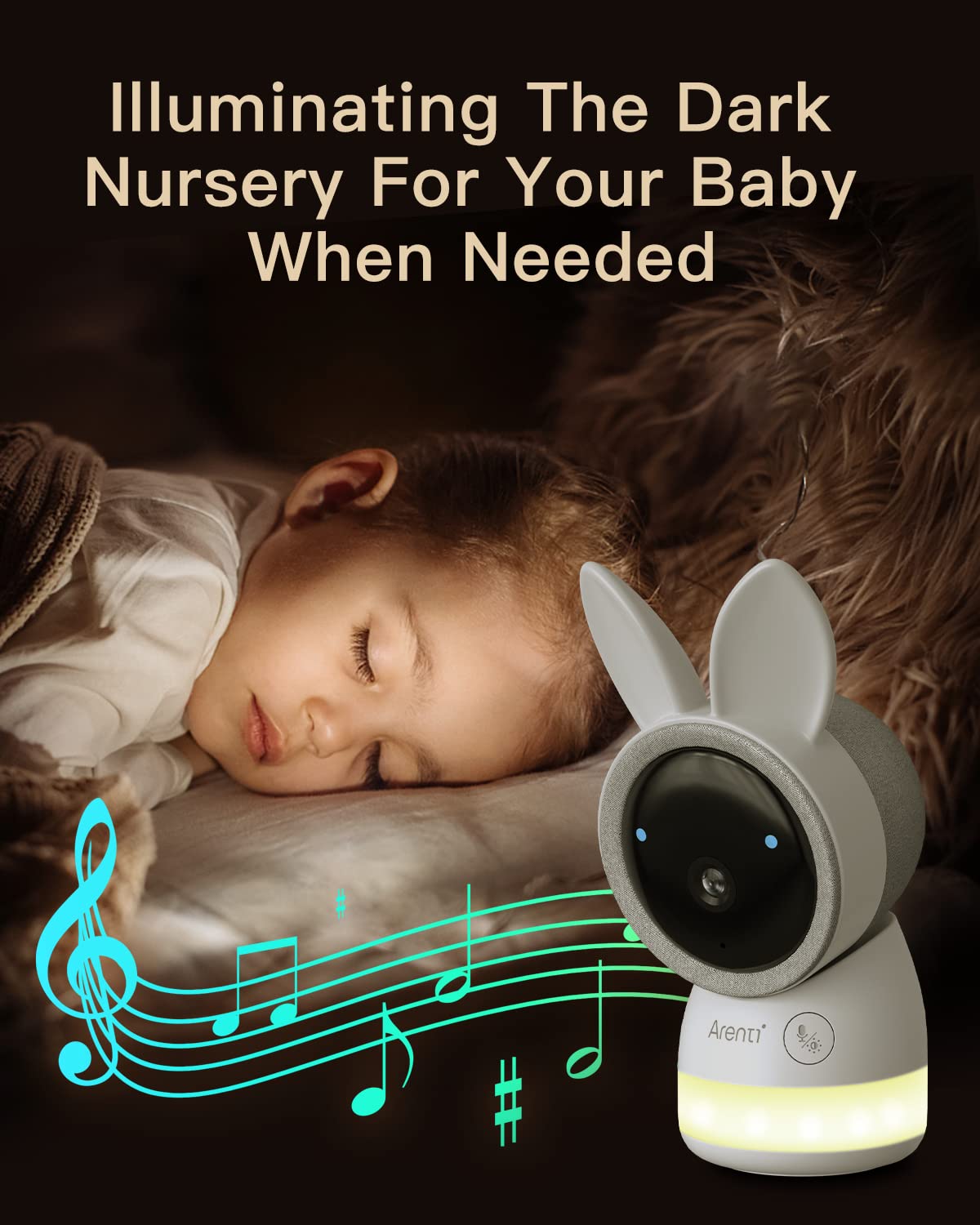 Arenti Baby Monitor, 2K Video Baby Camera With 5-Inch Upgraded Wireless Display, Super Night Vision, Lullabies, Cry & Motion Det