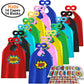 Adjoy Children Superhero Capes And Masks 14 Sets With Superhero Stickers - Kids Birthday Party Dress Up Capes