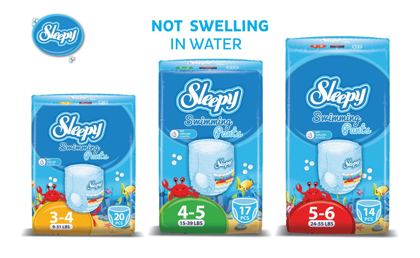 Swim Diapers, Swim Pants For Little Swimmers Size 4-5(15-40 Lbs, Count- 17 Pcs), Disposable Diaper For Splashers