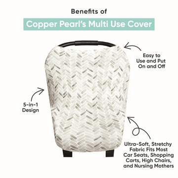 Baby Car Seat Cover Canopy And Nursing Cover Multi-Use Stretchy 5 In 1 Gift 'Scarlet' By Copper Pearl