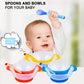 Berry President Baby Bowls With Suction Base, Spill-Proof Lid, Temperature-Sensing Spoon, Binaural Design Bowl For Babies Kids C