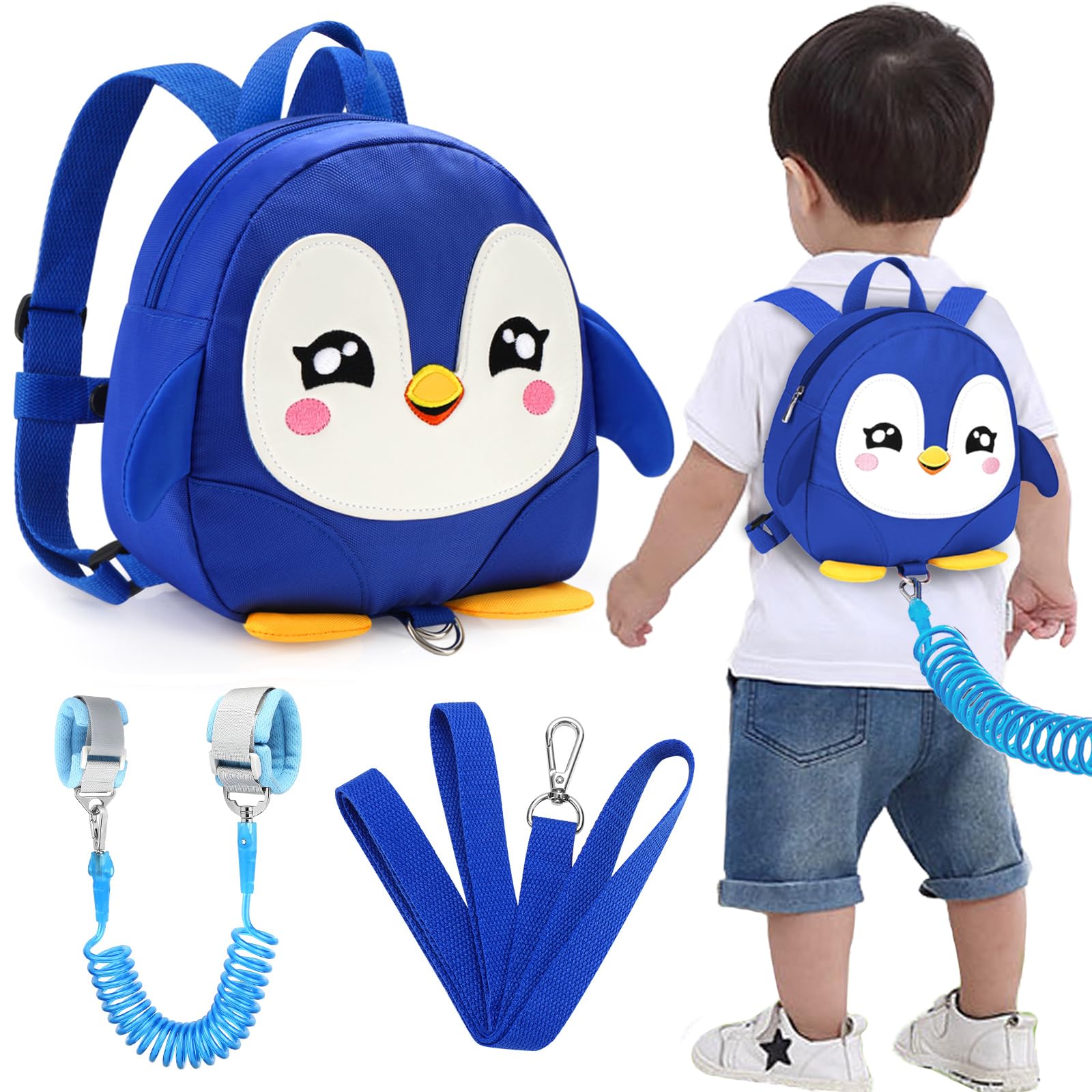 Accmor Toddler Harness Backpack Leash, Cute Penguin Kid Backpacks With Anti Lost Wrist Link, Mini Child Backpack Harness Leashes