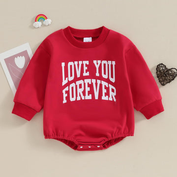 Fiomva Baby Girl Valentines Day Outfit Newborn Bubble Romper Fall Infant Sweatshirt Top Toddler Cute Onesie Clothes (O Valentine