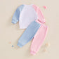 Ayalinggo Toddler Baby Girl Valentines Outfit Love Heart Shirt Long Sleeve Sweatshirt Casual Pants Valentines Day Clothes (Blue