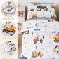 Perfemet Car Printed Toddler Comforter Set, 4 Pieces Toddler Bedding Sets For Boys, Reversible Tractors Pattern Teen Boy Bed In