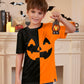 Halloween Little Boys Orange Black Pumpkin Face Jack O' Lantern Shirt Funny Short Sleeve Top 6 Years
