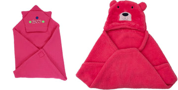 CTMKIDS Baby Wrap with Cap for Kids 74x74 cm  Magenta & Baby Hooded Cum Wrap Blanket for Kids 92x66 cm  Carrot