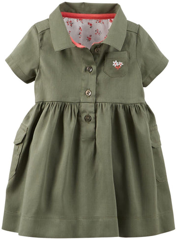 Carter'S Sateen Dress (Baby) - Olive-3 Months