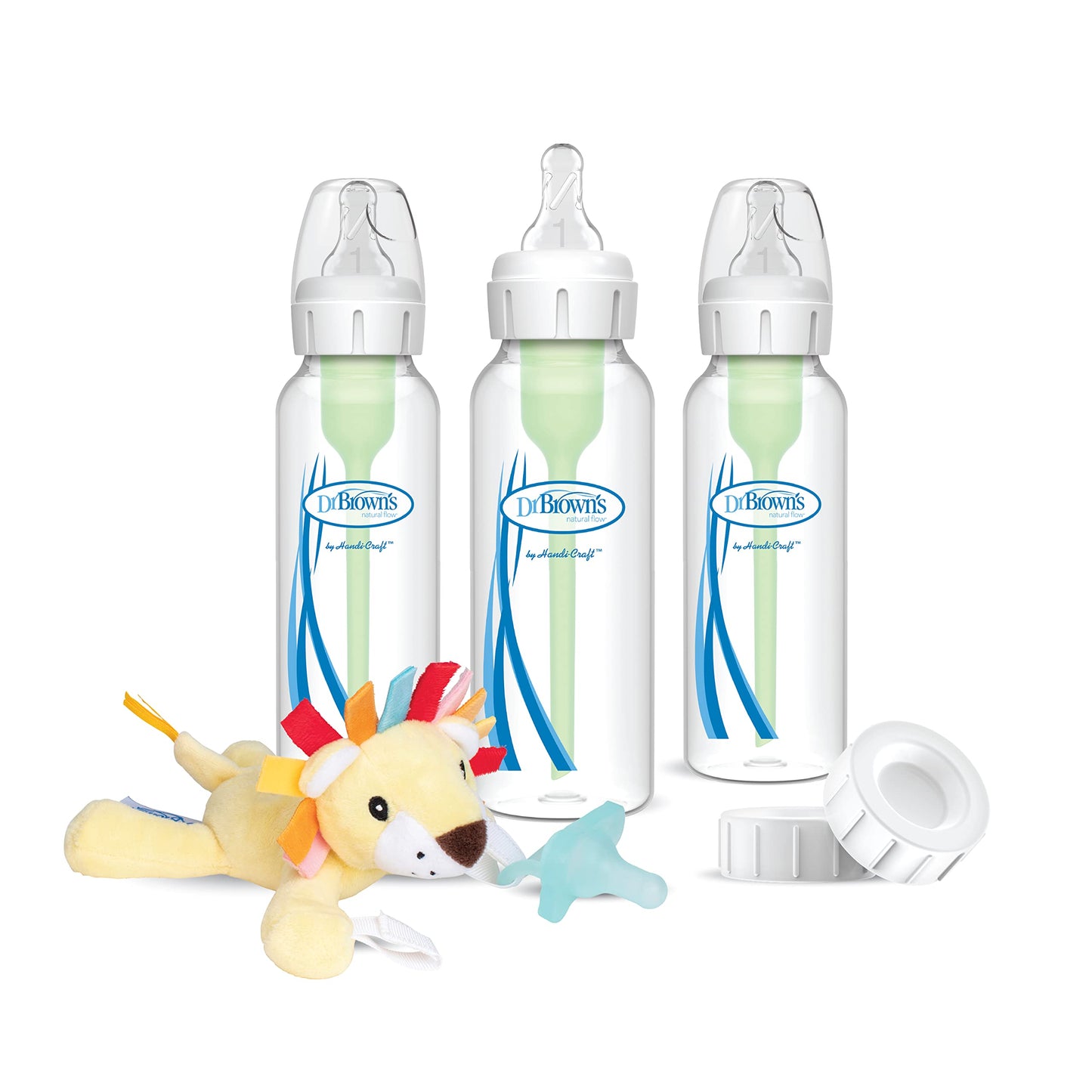 Dr. Brown'S Natural Flow? Anti-Colic Options+Narrow 8Oz/250Ml Baby Bottle + Lovey Gift Set With Level 1 Slow Flow Nipples