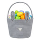 CubesLand Gray Easter Basket for Boys Toddler Kids,Big Cute and Reusable Woven Cotton Rope Empty Gift Bunny Basket with Handle f