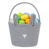 CubesLand Gray Easter Basket for Boys Toddler Kids,Big Cute and Reusable Woven Cotton Rope Empty Gift Bunny Basket with Handle f