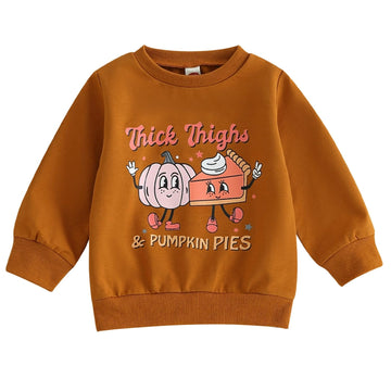 Boebnozcv Baby Boy Girl Halloween Sweatshirt Top Toddler Thick Thighs Pumpkin Pie Print Oversized Sweater Shirts Fall Clothes (B
