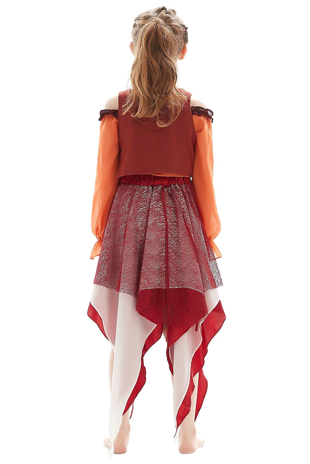 Taeyue Kids Mary Sanderson Costume Sister Halloween Cosplay Orange Witch Dress Outfit For Girls,Large