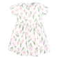Hudson Baby Baby Girls Cotton Dresses Casual Dress, Pink Tulips, 2-3T Us
