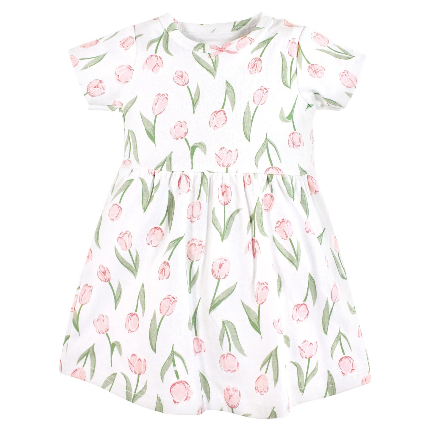 Hudson Baby Baby Girls Cotton Dresses Casual Dress, Pink Tulips, 2-3T Us