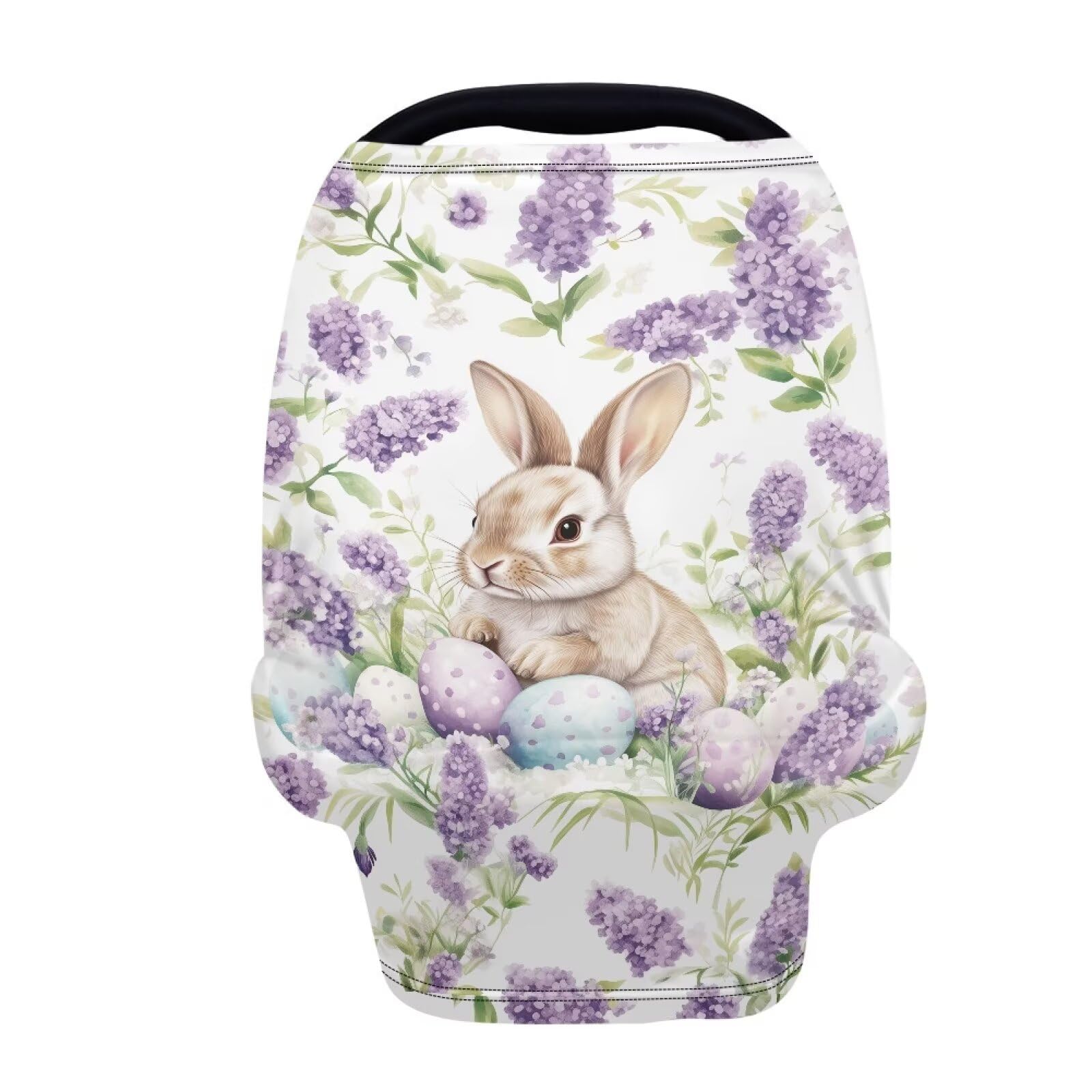 Biyejit Lavender Bunny Baby Multi-Use Cover Easter Car Seat Covers for Infant Car Seats, Nursing Cover for Breastfeeding, Shoppi