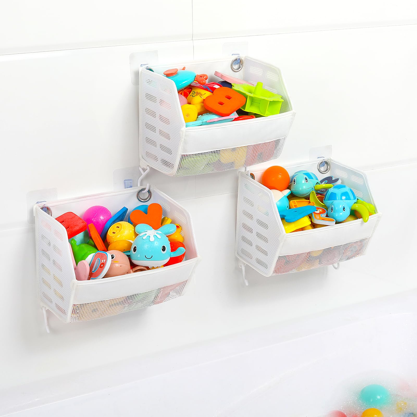 Ligereza bath toy holder 3 Piece Set, Free Arrangement bath toy organizer, Multi-functional bathtub toy holder, Quickly Fish Out
