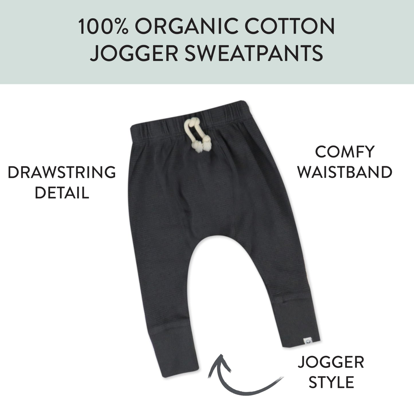 Honestbaby Organic Cotton Lounge Life Pant, Blackened Pearl, Newborn