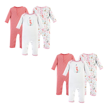 Hudson Baby Unisex Baby Cotton Coveralls Woodland Fox 6-Piece, 18-24 Months