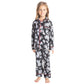 Cherry Crumble Black Printed 100% Cotton Full Sleeves Collar Neck Night Wear Regular Fit Summer Nightsuit for Girls