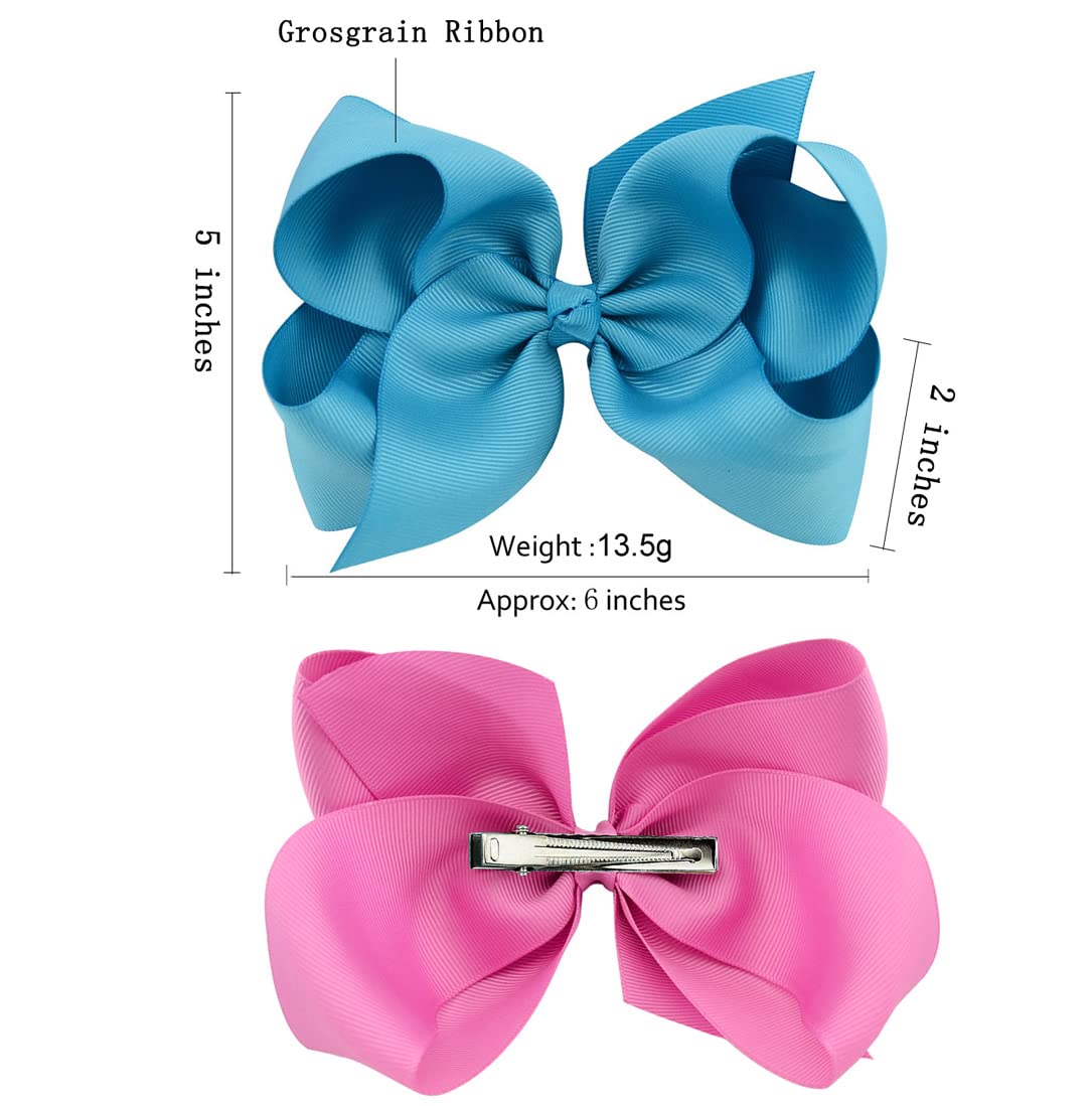 Big Hair Bows Clips For Girls Little Girl Bows Hair Clip Hair Accessories For Toddler Girls 4-6 (40Pcs/6Inch)