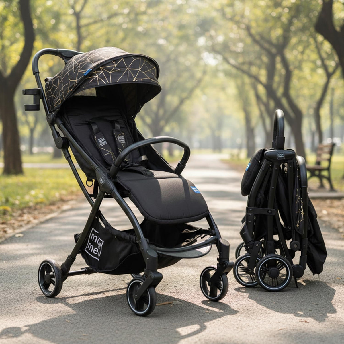 Mee Mee Auto Glide Baby Stroller with OneButton Auto Fold, AntiTip CArc Frame & Shock Absorption | Compact Travel Pram with 5