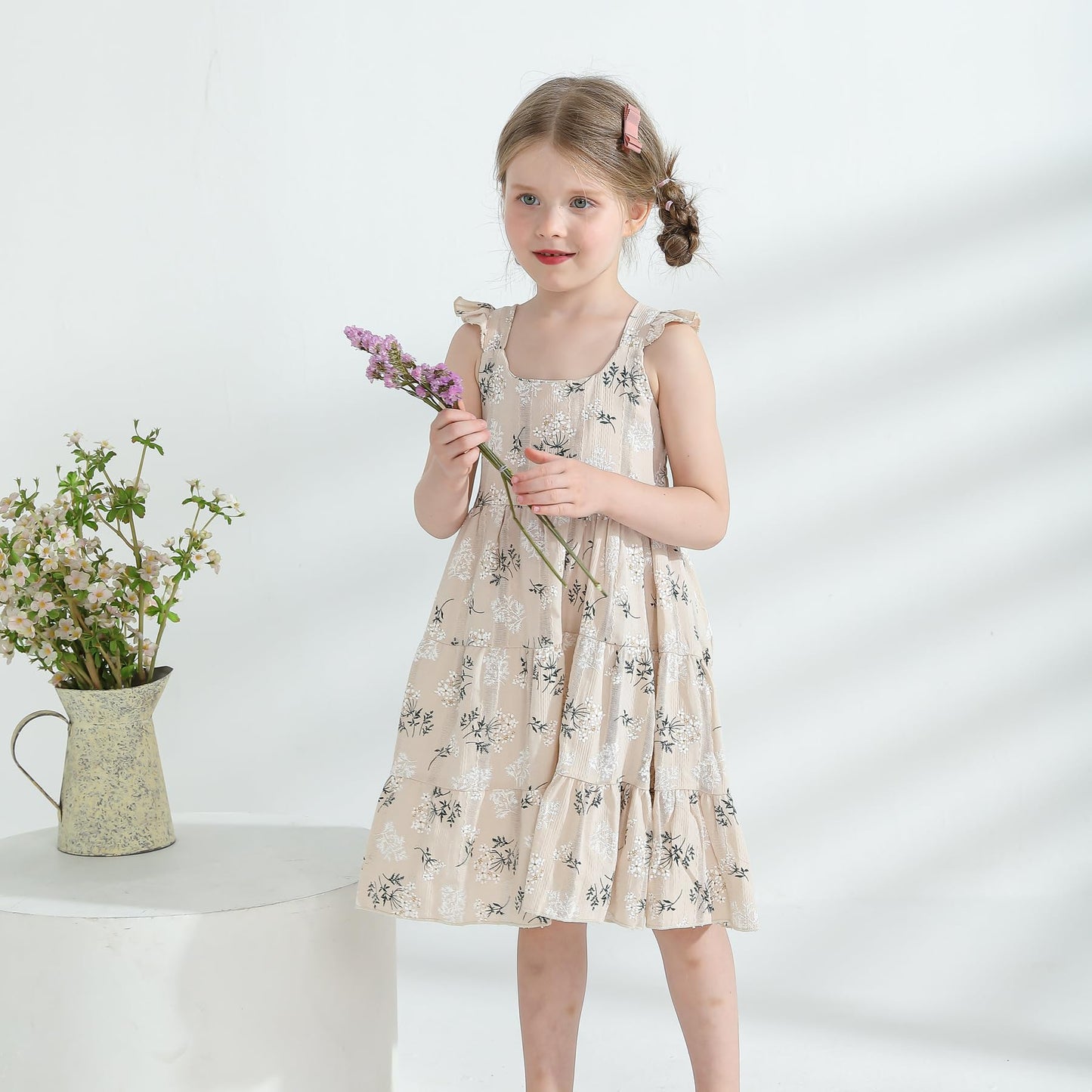 Younger Tree Toddler Girl Outfits Baby Ruffled Sleeveless Princess Dresses Tutu Skirt Summer Sleeveless Smocking Casual Dress(6-
