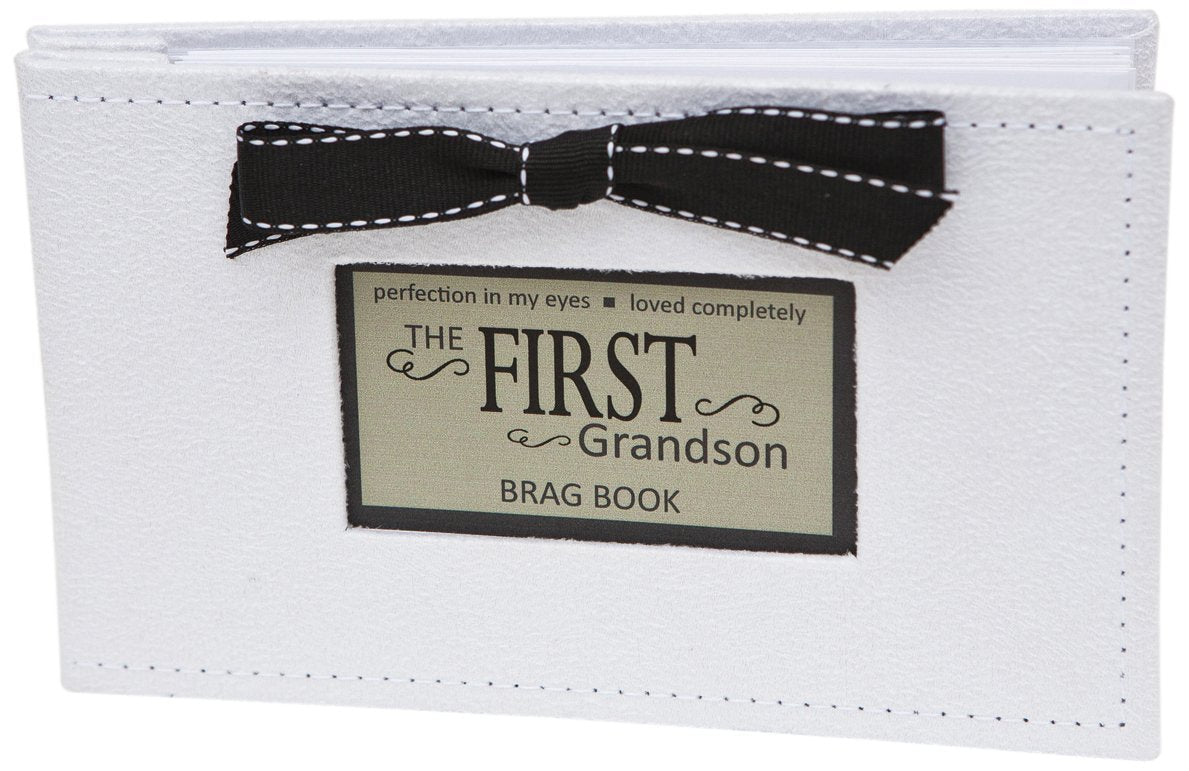 The Grandparent Gift Co. First Grandson Brag Book - Faux Suede Photo Album For New Grandparents