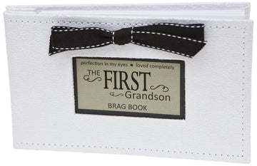 The Grandparent Gift Co. First Grandson Brag Book - Faux Suede Photo Album For New Grandparents