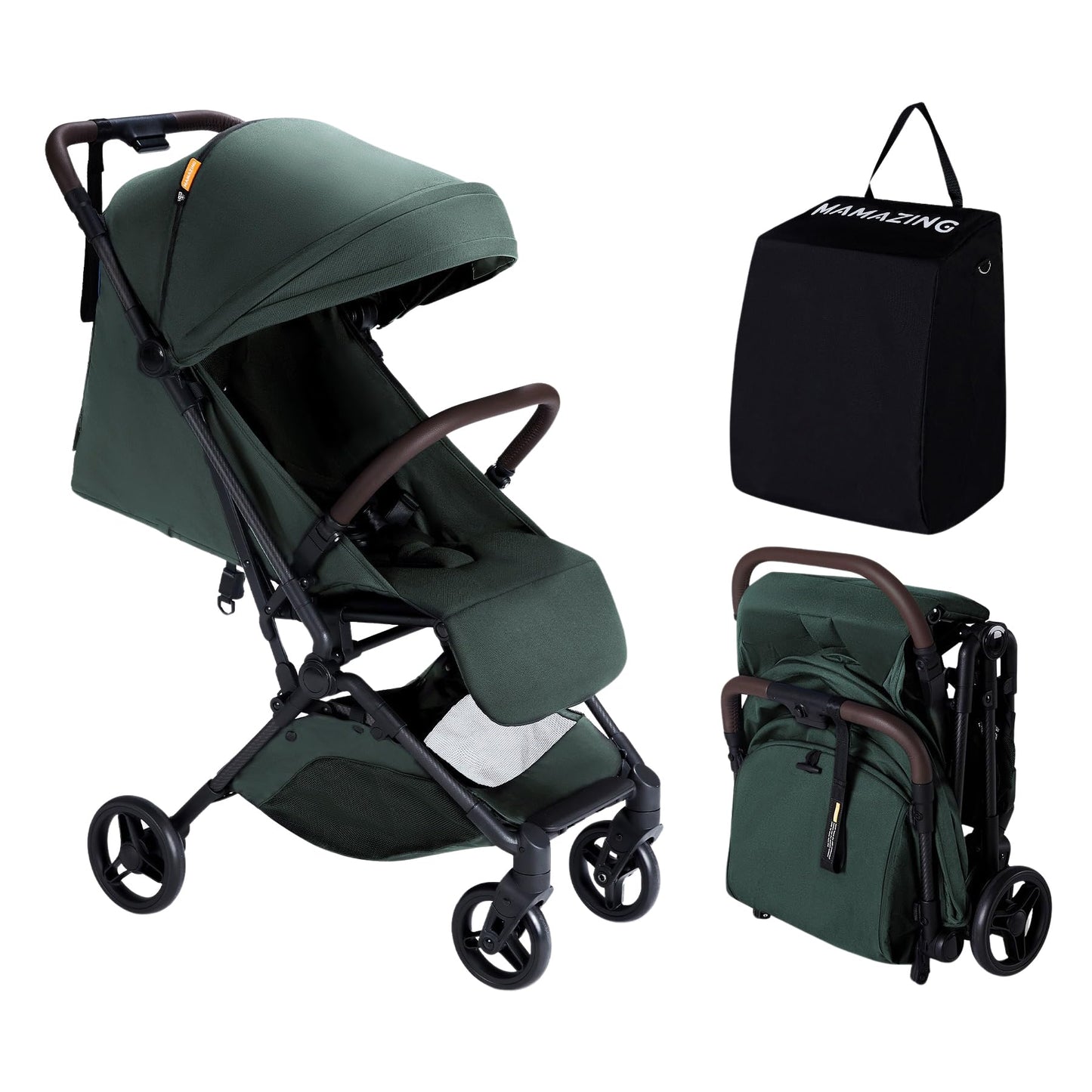MAMAZING Lightweight Baby Travel Stroller with Carbor Fiber Frame, Compact & Airplane-Friendly, One-Handed Folding Design, 11.6 