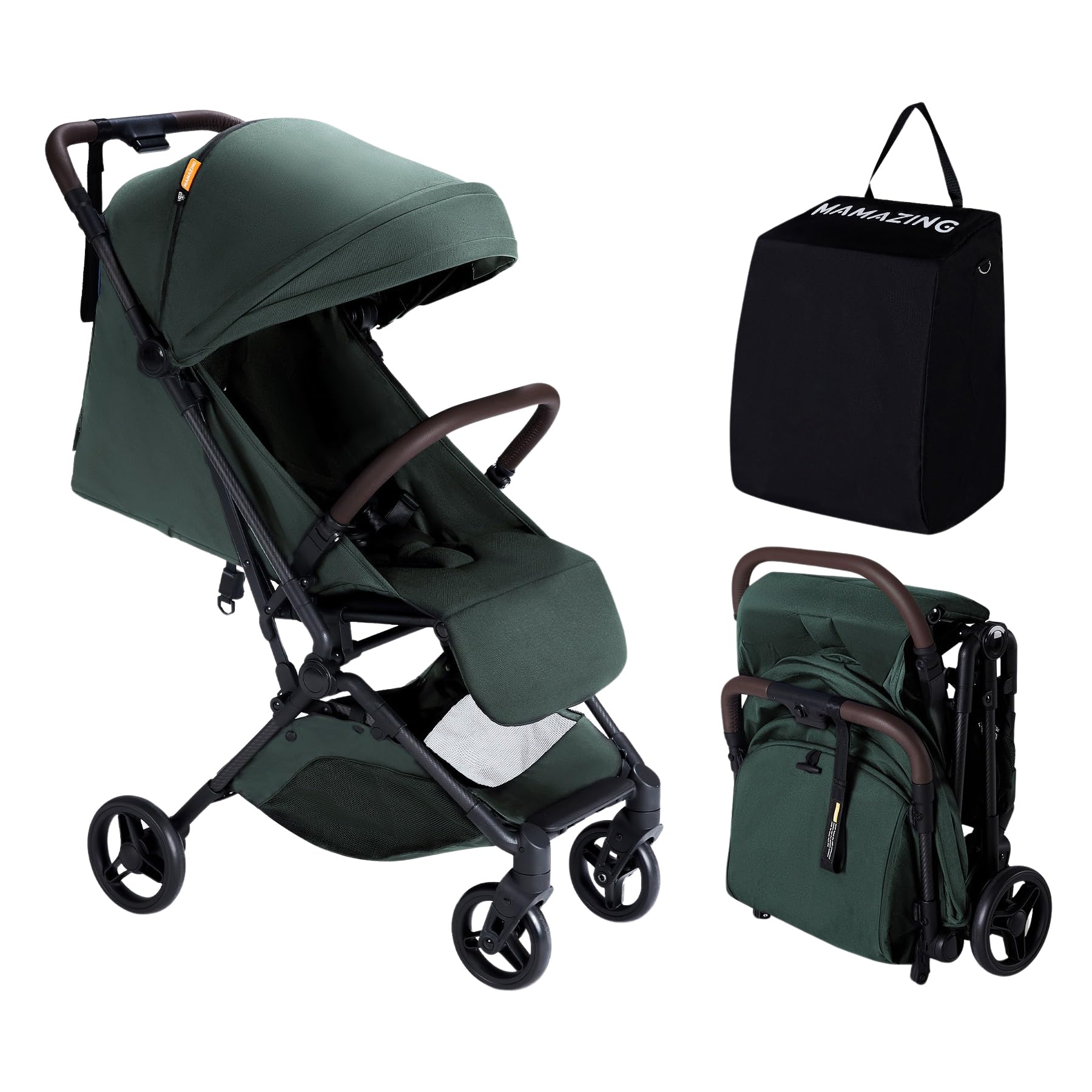 MAMAZING Lightweight Baby Travel Stroller with Carbor Fiber Frame, Compact & Airplane-Friendly, One-Handed Folding Design, 11.6 