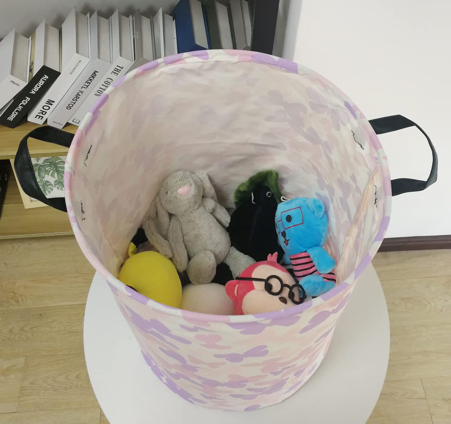 ACMUUNI Butterfly Storage Basket Canvas Clothes Baby Laundry Hamper Pink Gift Laundry Bins Storage Hamper for Kids Boys and Girl