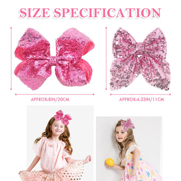 Aaiffey Glitter Pink Hair Bows For Girls,Sparkly Sequin Bows Hair Alligator Clips Toddler Bow Clips Hair Accessories For Girls K