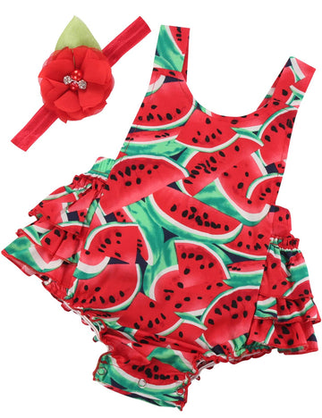 Princesasa Baby Girl Clothes Watermelon Floral Ruffles Summer Cake Smash Dress And Headband For Newborn Gifts,A20,13-24 Months(S